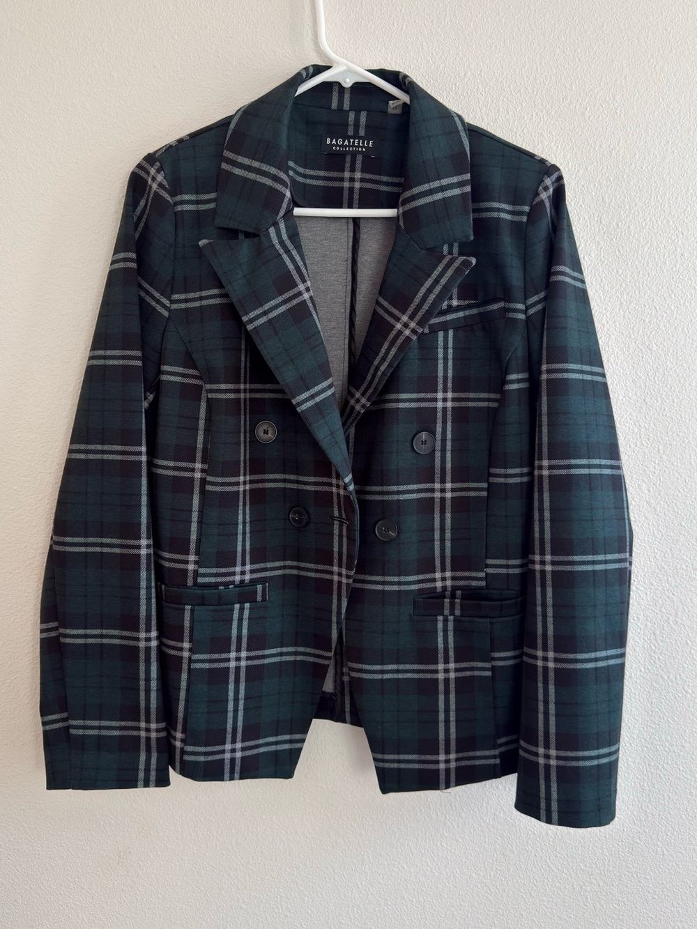 bagatelle Green and Black Plaid Blazer